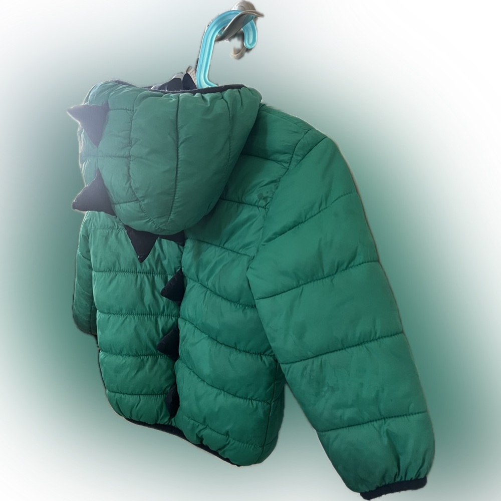 Next puffer jacket with Dino style on back. size 2-3 years